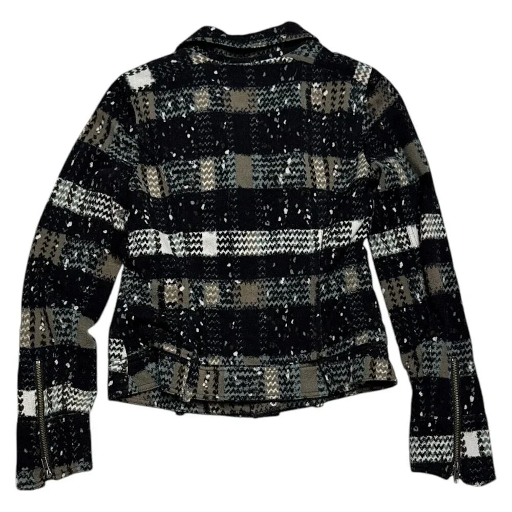 FREE PEOPLE Soft Flannel Plaid Full Zip Designer Light Jacket Womens Size 6